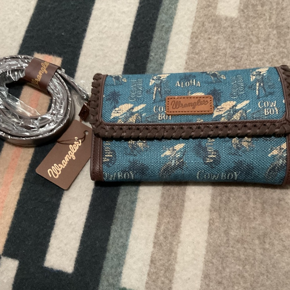 Wrangler Blue and Brown Men's Wallet